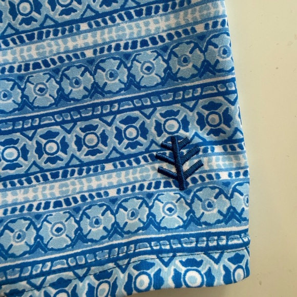 Coolibar Girls Wave Swim Tights Blue Geometric Print size Youth Medium Excellent - Picture 5 of 9